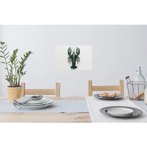 Kreeft - Glossier - Groen - Wit Muursticker klein -eettafel