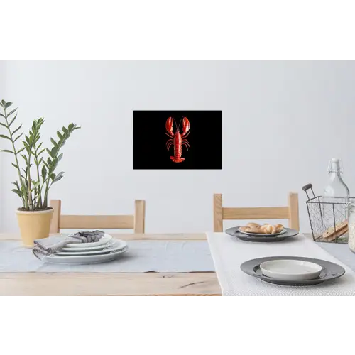 Kreeft - Glossier Rood - Zwart Muursticker klein -eettafel