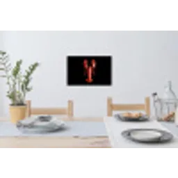 Kreeft - Glossier Rood - Zwart Muursticker klein -eettafel