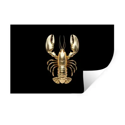 Kreeft - Goud - Textuur - Zwart Muursticker klein -3d