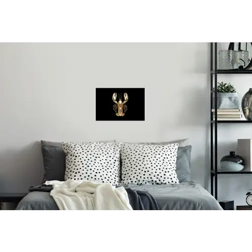 Kreeft - Goud - Textuur - Zwart Muursticker klein -slaapkamer
