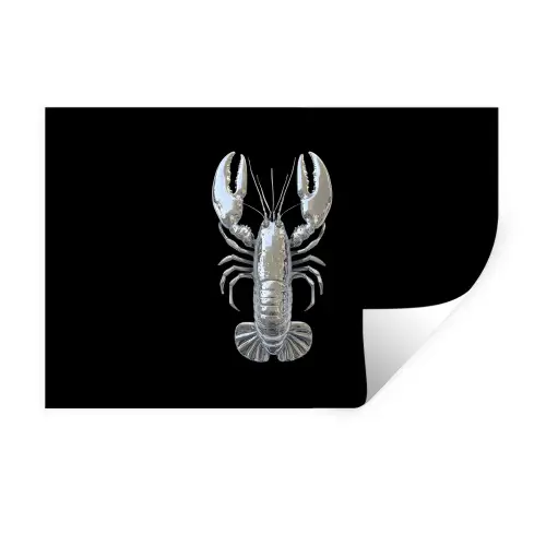 Kreeft - Zilver - Metallic - Luxe Muursticker klein -3d