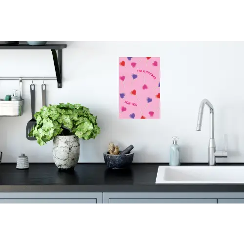 Lolly - Valentijn - Illustratie - Snoep Muursticker klein -keuken
