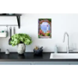 Doorkijk - Vuurtoren - Bloemen - Uitzicht Muursticker klein -keuken