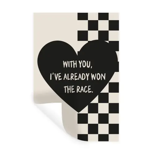 Liefde - Beige - Race Muursticker klein -3d