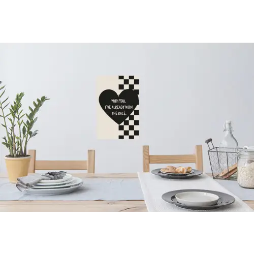 Liefde - Beige - Race Muursticker klein -eettafel