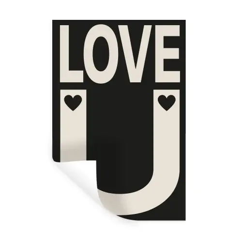 Love - Zwart - Minimalistisch Muursticker klein -3d