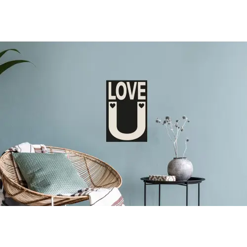 Love - Zwart - Minimalistisch Muursticker klein -plant