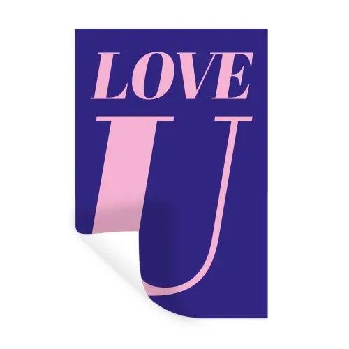 Love - Blauw - Valentijn Muursticker klein -3d