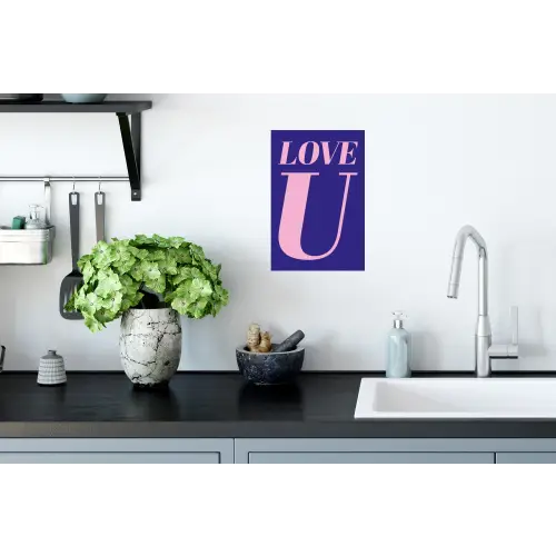 Love - Blauw - Valentijn Muursticker klein -keuken