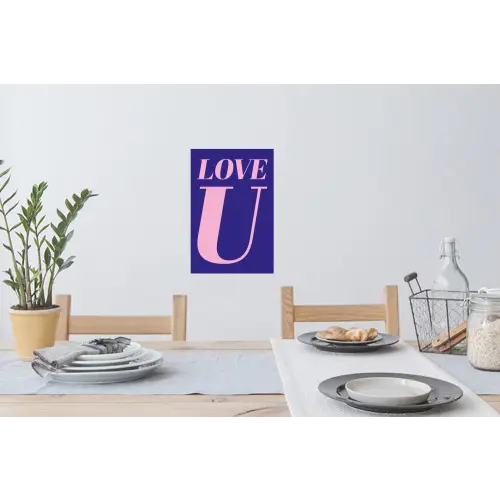 Love - Blauw - Valentijn Muursticker klein -eettafel