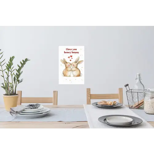 Liefde - Rood - konijn Muursticker klein -eettafel