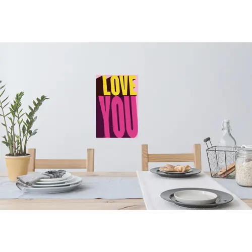 Love - Tekst - Roze - Valentijn Muursticker klein -eettafel