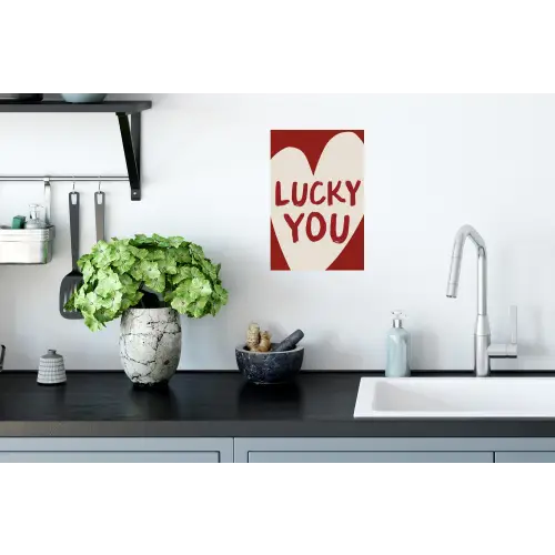 Lucky - Hart - Rood Muursticker klein -keuken