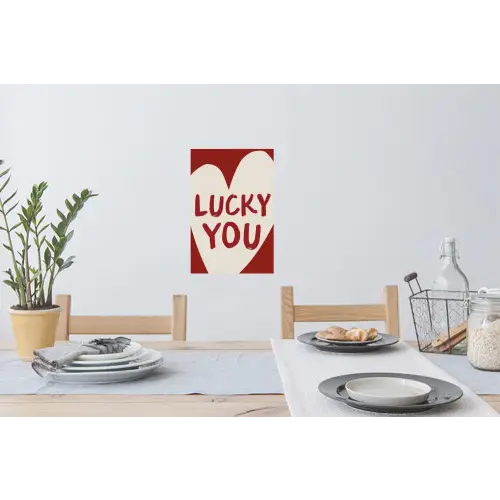 Lucky - Hart - Rood Muursticker klein -eettafel