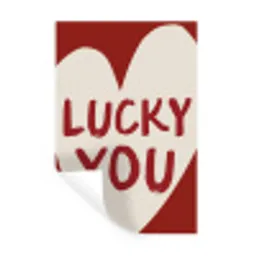 Lucky - Hart - Rood Muursticker klein -3d