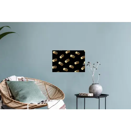 Macarons - Patroon - Goud - Zwart Muursticker klein -plant