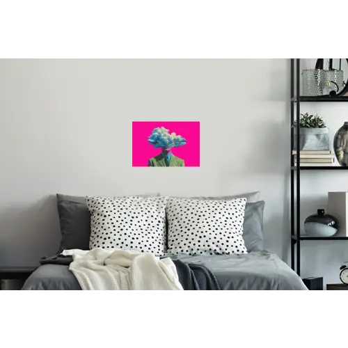 Man - Pak - Wolk - Roze Muursticker klein -slaapkamer