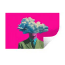 Man - Pak - Wolk - Roze Muursticker klein -3d
