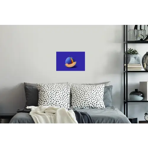 Meloen - Blauw - Oranje - Kunstzinnig Muursticker klein -slaapkamer