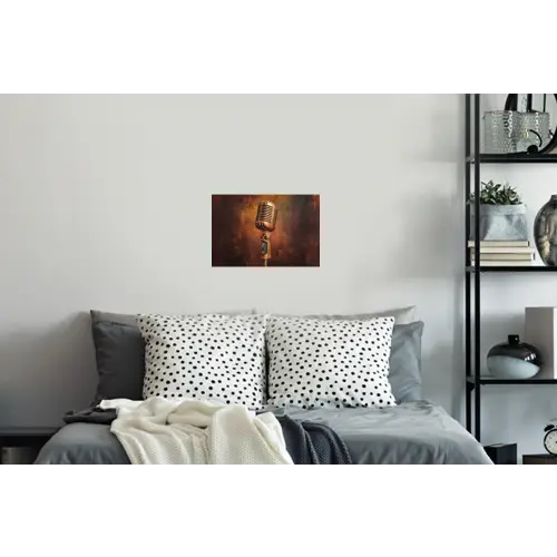 Microfoon - Bruin - Klassiek Muursticker klein -slaapkamer