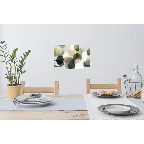 Minimalistisch - Cirkels - Penseelstreken - Beige Muursticker klein -eettafel
