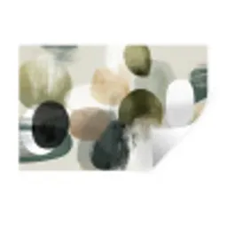 Minimalistisch - Cirkels - Penseelstreken - Beige Muursticker klein -3d