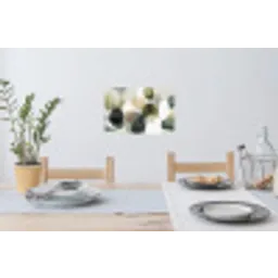 Minimalistisch - Cirkels - Penseelstreken - Beige Muursticker klein -eettafel