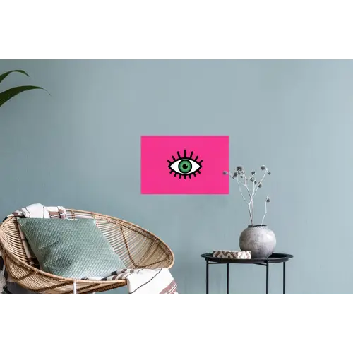 Minimalistisch - Oog - Roze Muursticker klein -plant