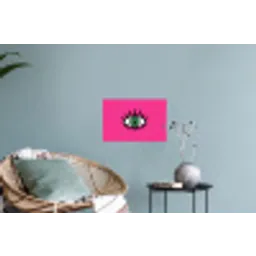 Minimalistisch - Oog - Roze Muursticker klein -plant