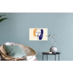 Minimalistisch - Gezicht - Hand - Oranje - Blauw Muursticker klein -plant