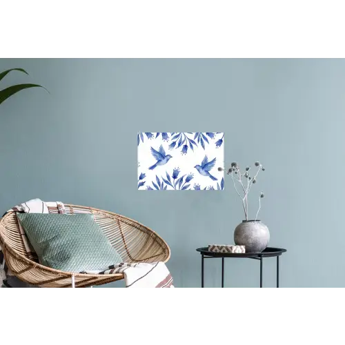 Modern - Vogels - Delfts - Blauw Muursticker klein -plant