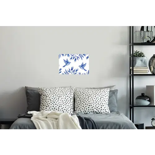 Modern - Vogels - Delfts - Blauw Muursticker klein -slaapkamer