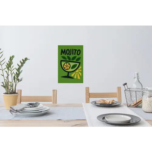 Mojito - Cocktail - Citroen - Groen Muursticker klein -eettafel