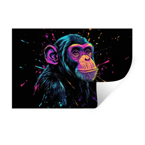 Aap - Verf - Neon - Kleur Muursticker klein -3d