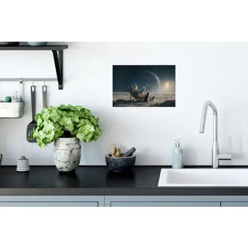 Maan - Kat - Astronaut - Ruimte Muursticker klein -keuken