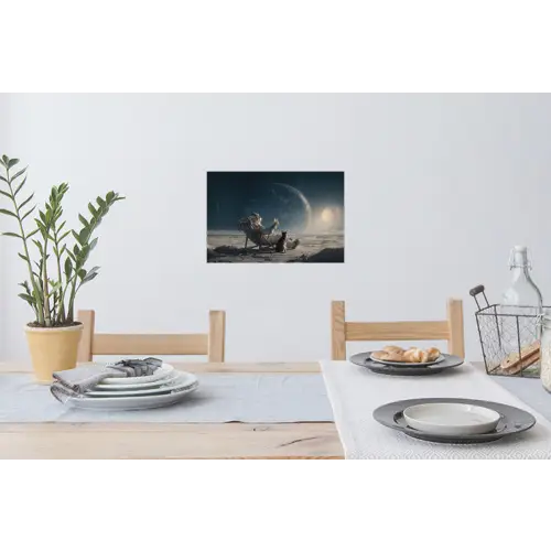 Maan - Kat - Astronaut - Ruimte Muursticker klein -eettafel