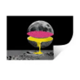 Maan - Geel - Roze - Zwart Muursticker klein -3d