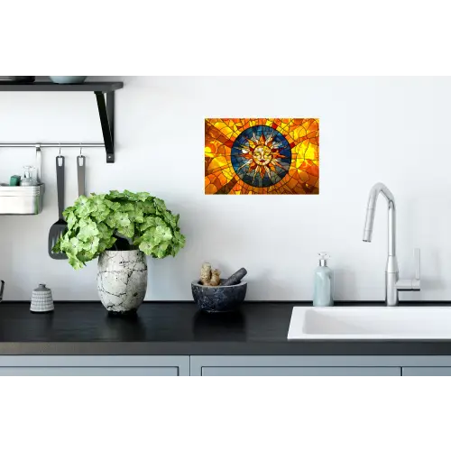 Mozaïek - Zon - Geel - Cirkel Muursticker klein -keuken