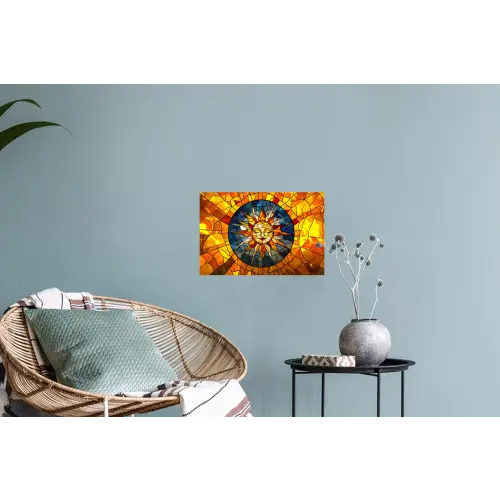 Mozaïek - Zon - Geel - Cirkel Muursticker klein -plant