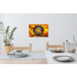 Mozaïek - Zon - Geel - Cirkel Muursticker klein -eettafel
