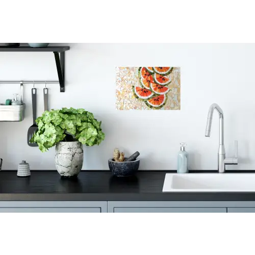 Mozaïek - Watermeloen - Rood - Pitten Muursticker klein -keuken