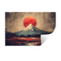 Bergtop - Sneeuw - Zon Muursticker klein -3d
