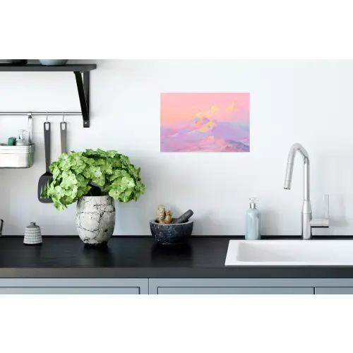Bergtoppen - Wolken - Dromerig Muursticker klein -keuken