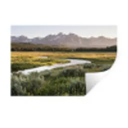 Berglandschap - Rivier - Bos Muursticker klein -3d