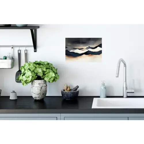 Bergen - Donkerblauw - Landschap Muursticker klein -keuken
