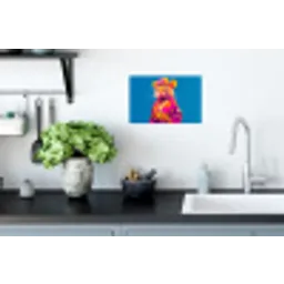 Muis - Kimono - Bloemen - Blauw Muursticker klein -keuken