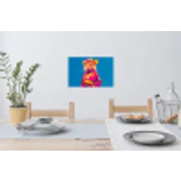 Muis - Kimono - Bloemen - Blauw Muursticker klein -eettafel