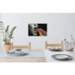 Mond - Golven - Regenboog Muursticker klein -eettafel