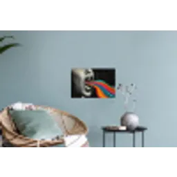 Mond - Golven - Regenboog Muursticker klein -plant